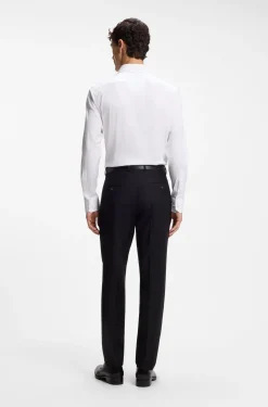 Slim-Fit Hemd aus elastischem Baumwoll-Mix mit Popeline-Webstruktur
