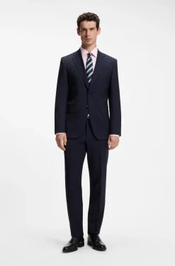 Slim-Fit Hemd aus elastischer Baumwoll-Popeline mit bügelleichtem Finish