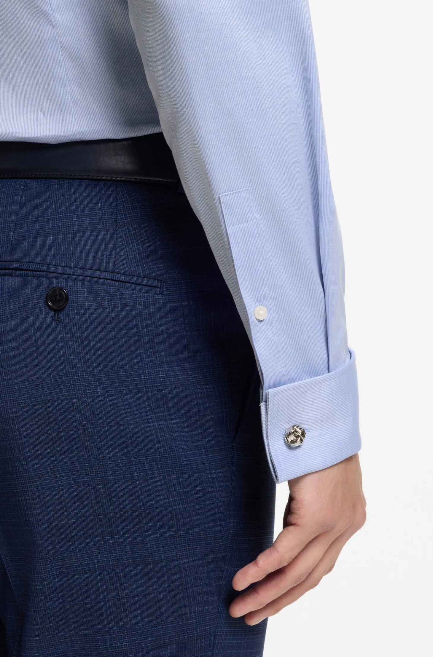 Slim-Fit Hemd aus gestreifter Stretch-Baumwolle mit bügelleichtem Finish