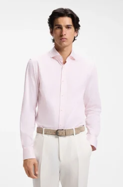 Slim-Fit Hemd aus gestreifter Stretch-Baumwolle mit bügelleichtem Finish