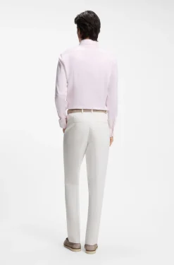 Slim-Fit Hemd aus gestreifter Stretch-Baumwolle mit bügelleichtem Finish