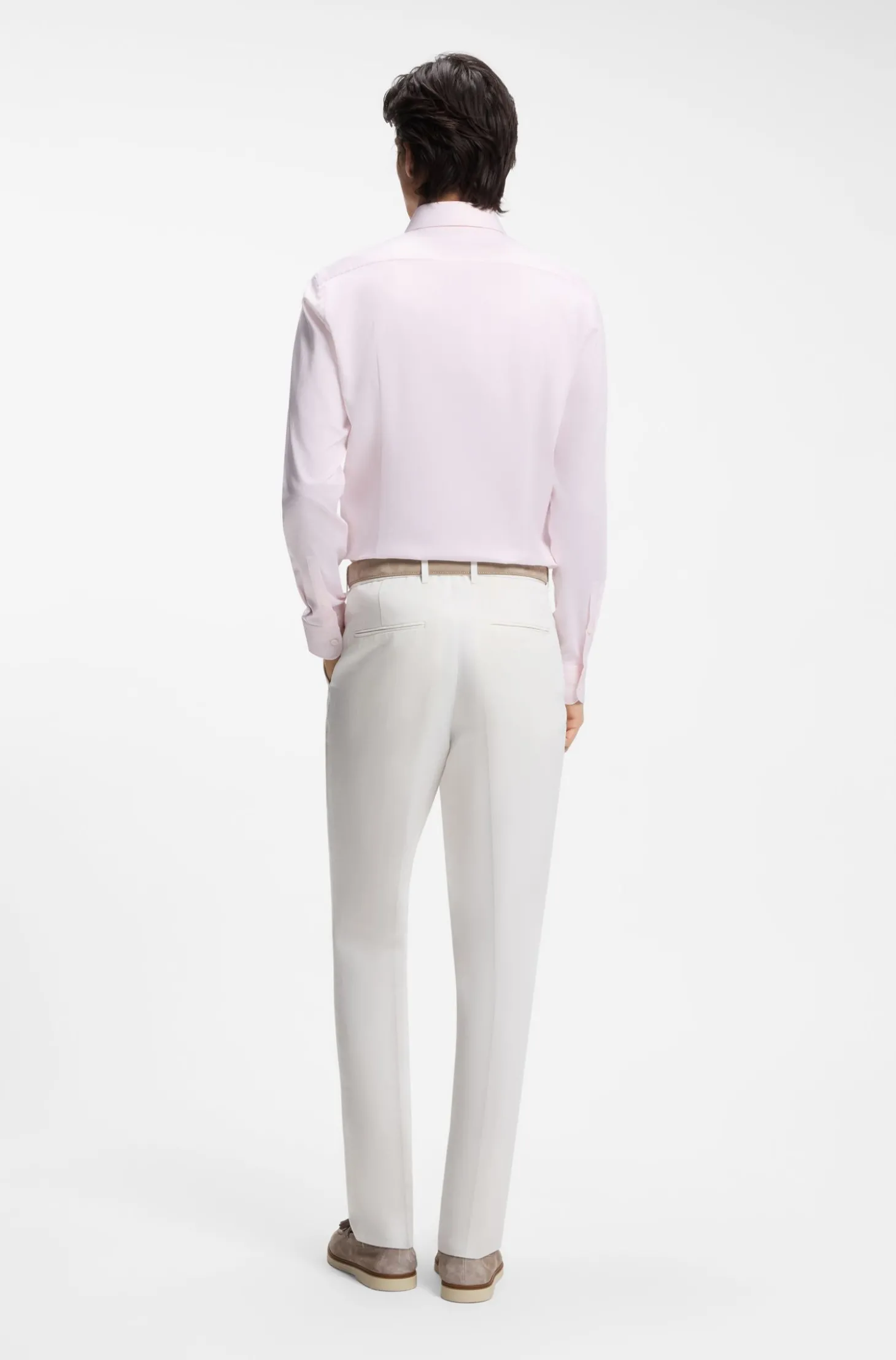 Slim-Fit Hemd aus gestreifter Stretch-Baumwolle mit bügelleichtem Finish