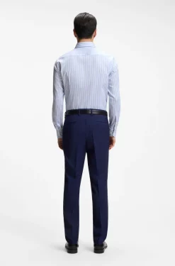 Slim-Fit Hemd aus gestreifter Stretch-Baumwolle mit bügelleichtem Finish