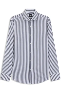 Slim-Fit Hemd aus gestreifter Stretch-Baumwolle mit bügelleichtem Finish