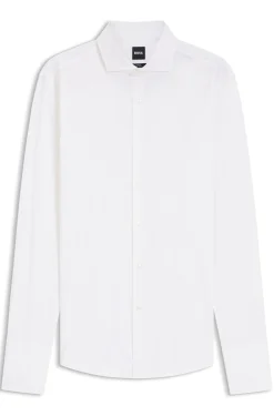 Slim-Fit Hemd aus gestreifter Stretch-Baumwolle mit bügelleichtem Finish