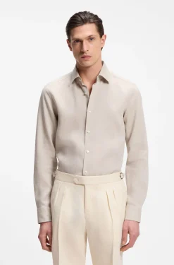 Slim-Fit Hemd aus in Italien gefertigtem Leinen