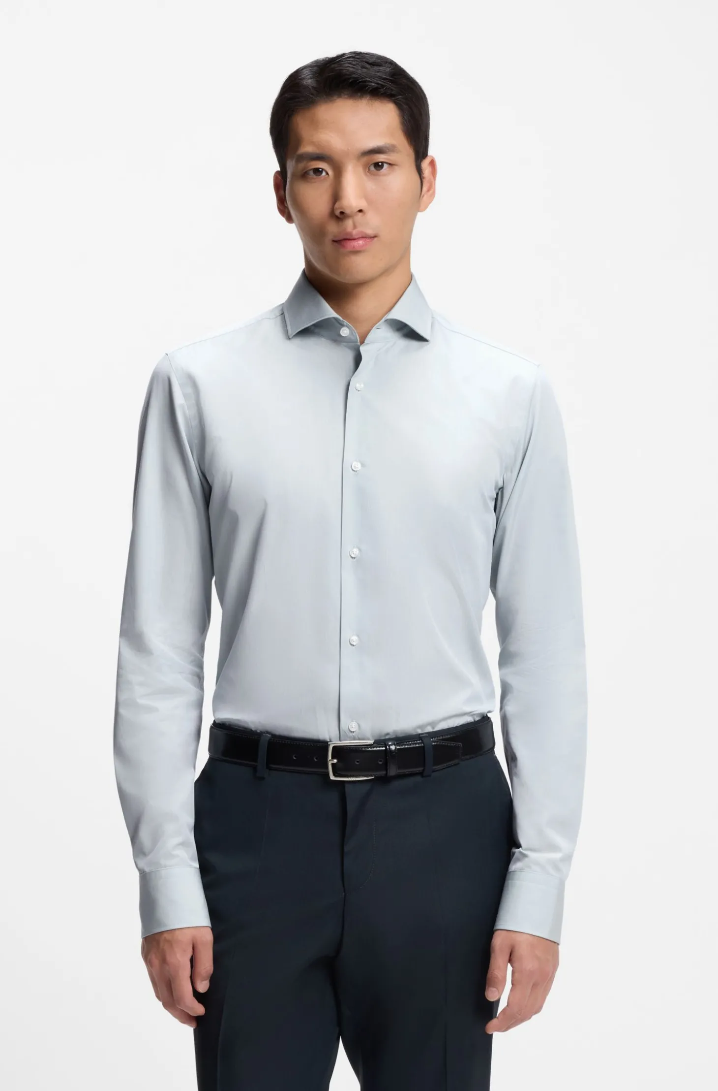 Slim-Fit Hemd aus in Italien gefertigtem Baumwoll-Chambray