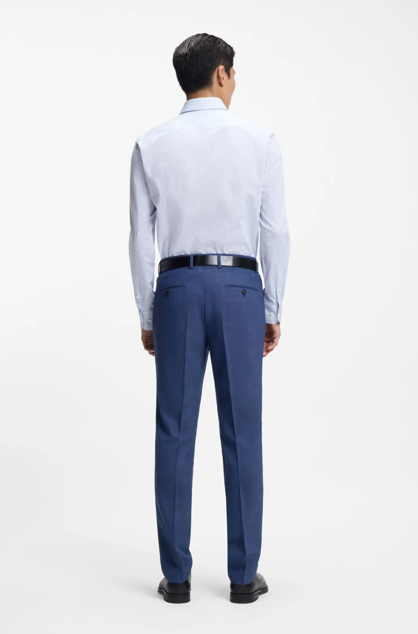 Slim-Fit Hemd aus karierter Stretch-Baumwolle mit bügelleichtem Finish