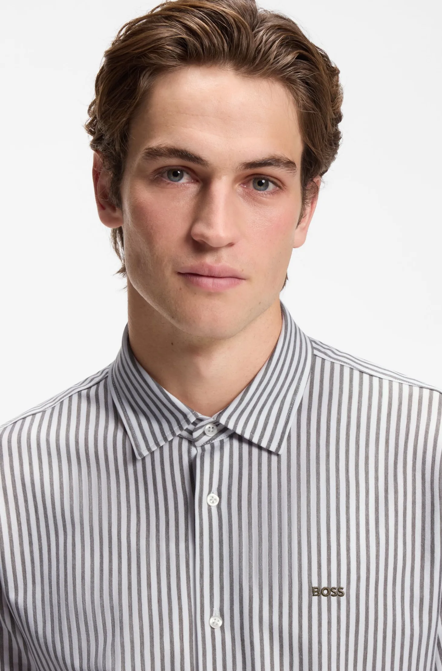 Slim-Fit Hemd aus meliertem Baumwoll-Jersey