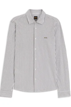Slim-Fit Hemd aus meliertem Baumwoll-Jersey