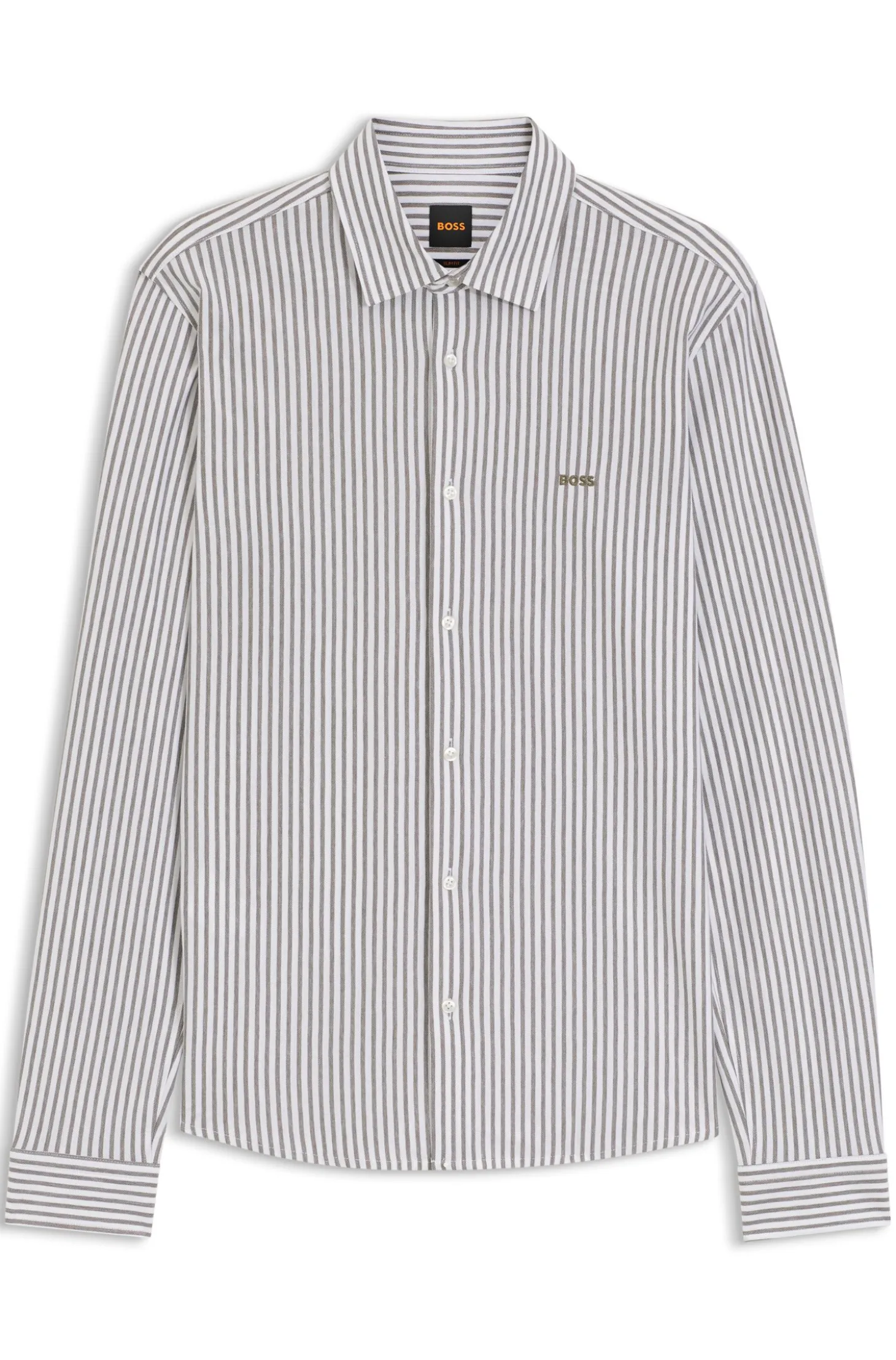 Slim-Fit Hemd aus meliertem Baumwoll-Jersey
