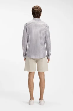 Slim-Fit Hemd aus meliertem Baumwoll-Jersey