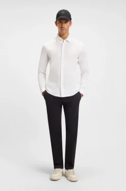 Slim-Fit Hemd aus meliertem Baumwoll-Jersey