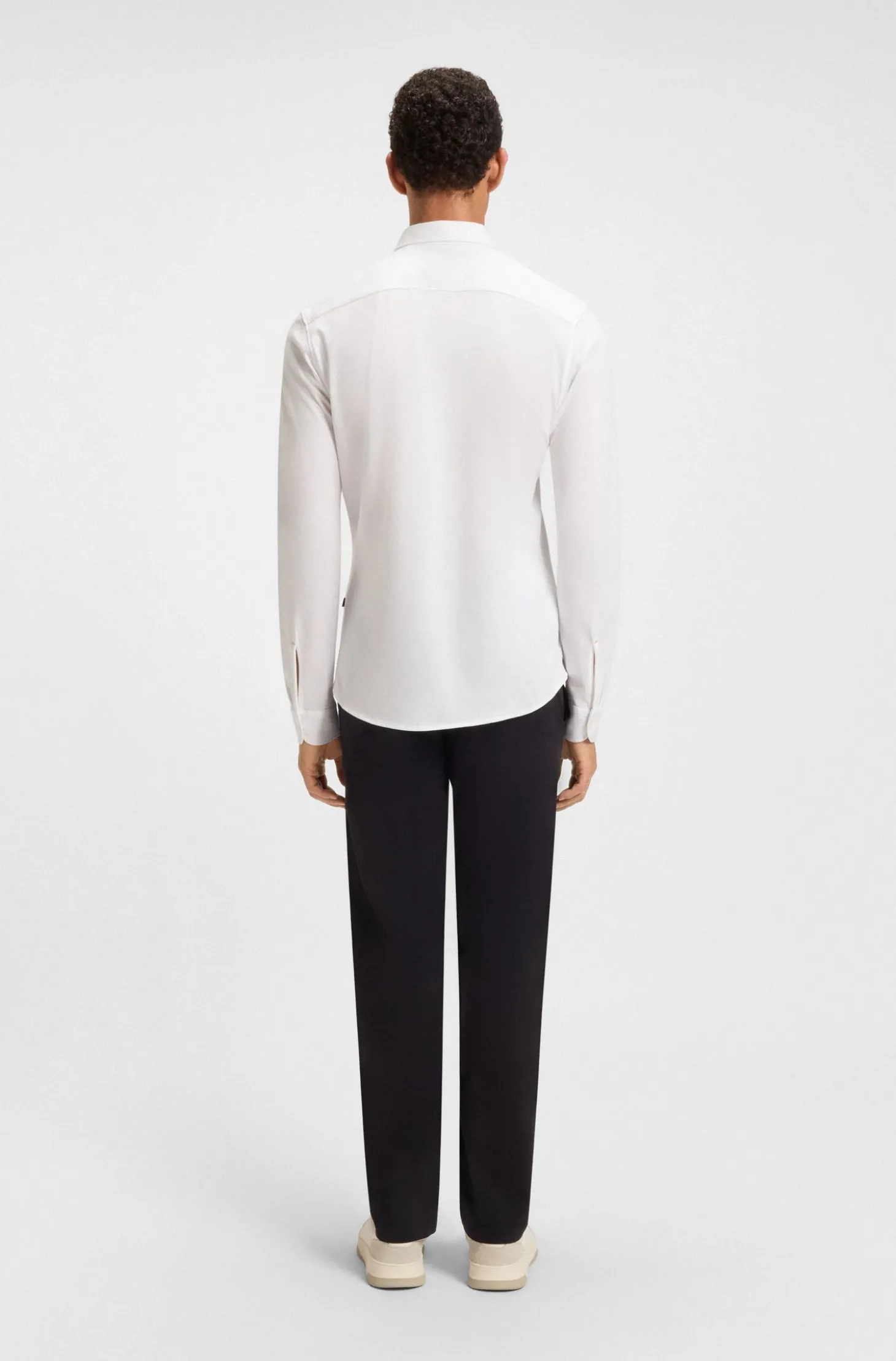 Slim-Fit Hemd aus meliertem Baumwoll-Jersey