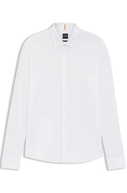 Slim-Fit Hemd aus meliertem Baumwoll-Jersey