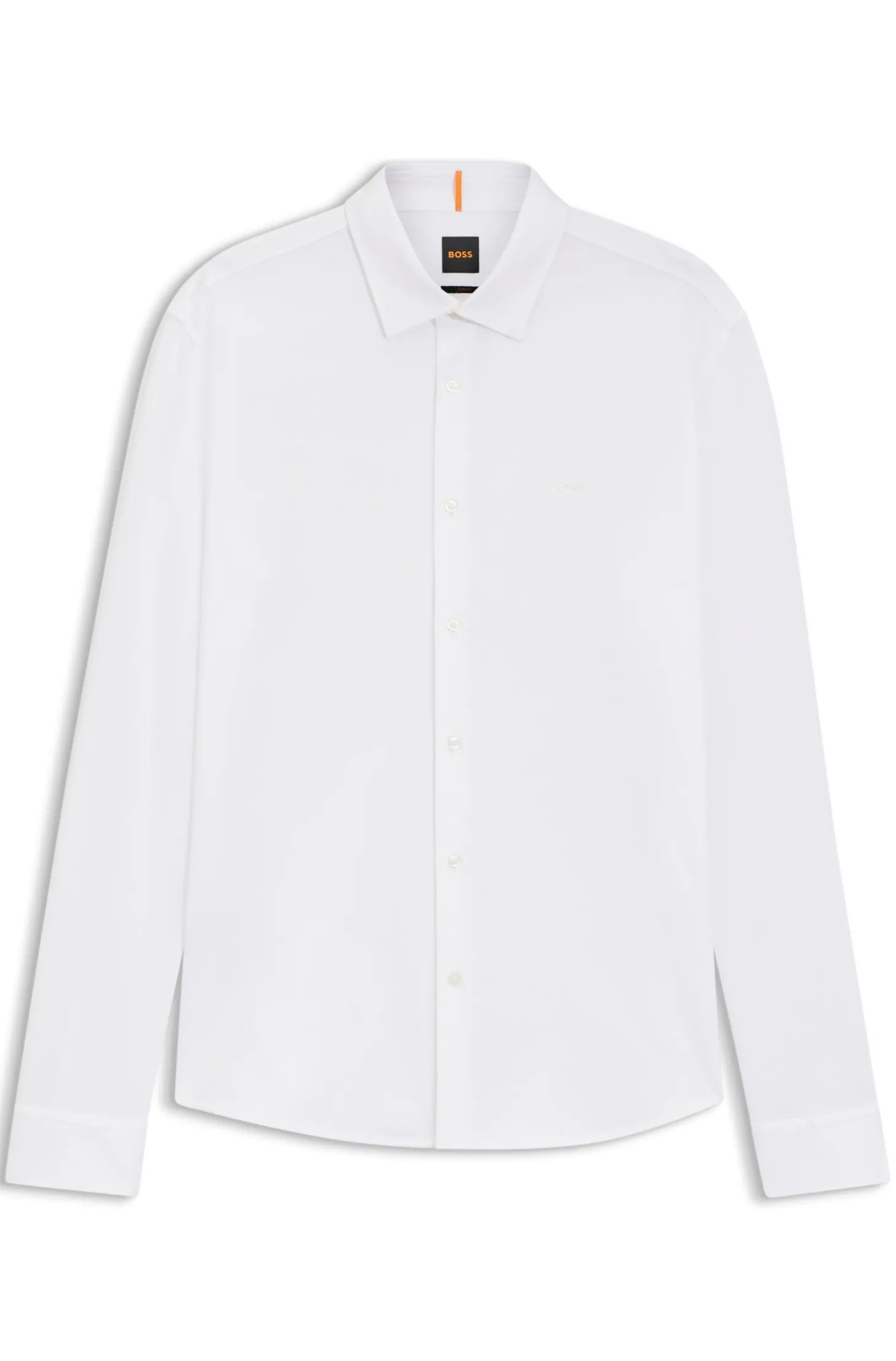Slim-Fit Hemd aus meliertem Baumwoll-Jersey