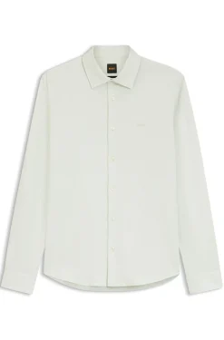 Slim-Fit Hemd aus meliertem Baumwoll-Jersey