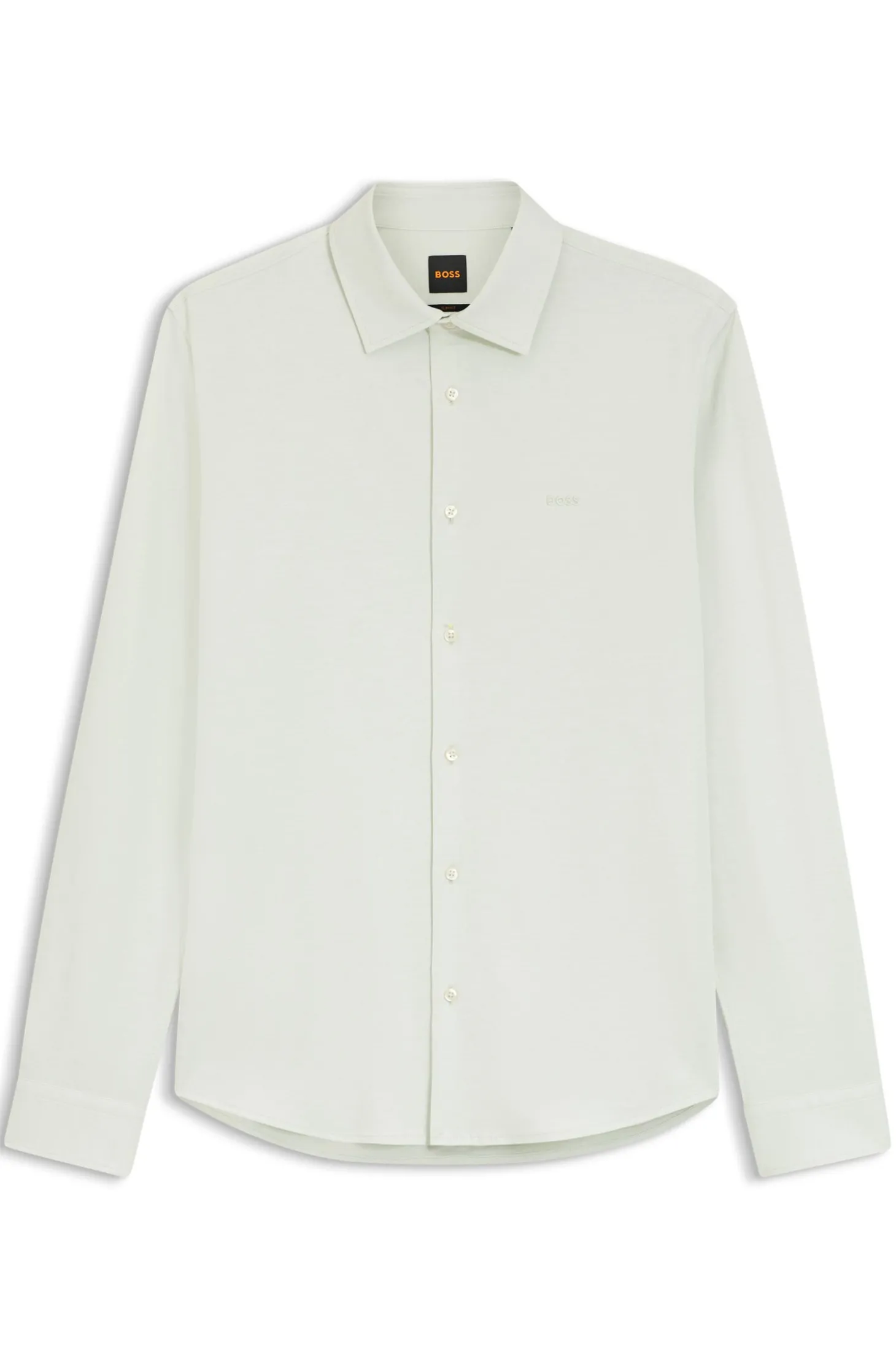 Slim-Fit Hemd aus meliertem Baumwoll-Jersey