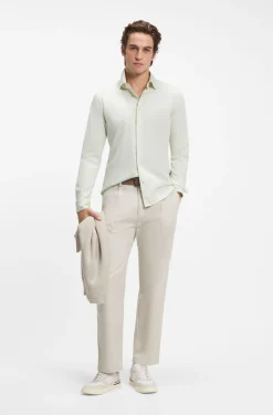 Slim-Fit Hemd aus meliertem Baumwoll-Jersey