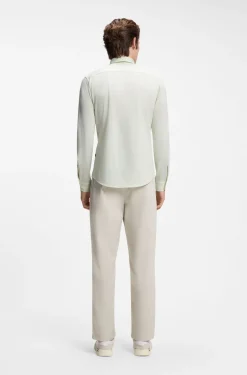 Slim-Fit Hemd aus meliertem Baumwoll-Jersey