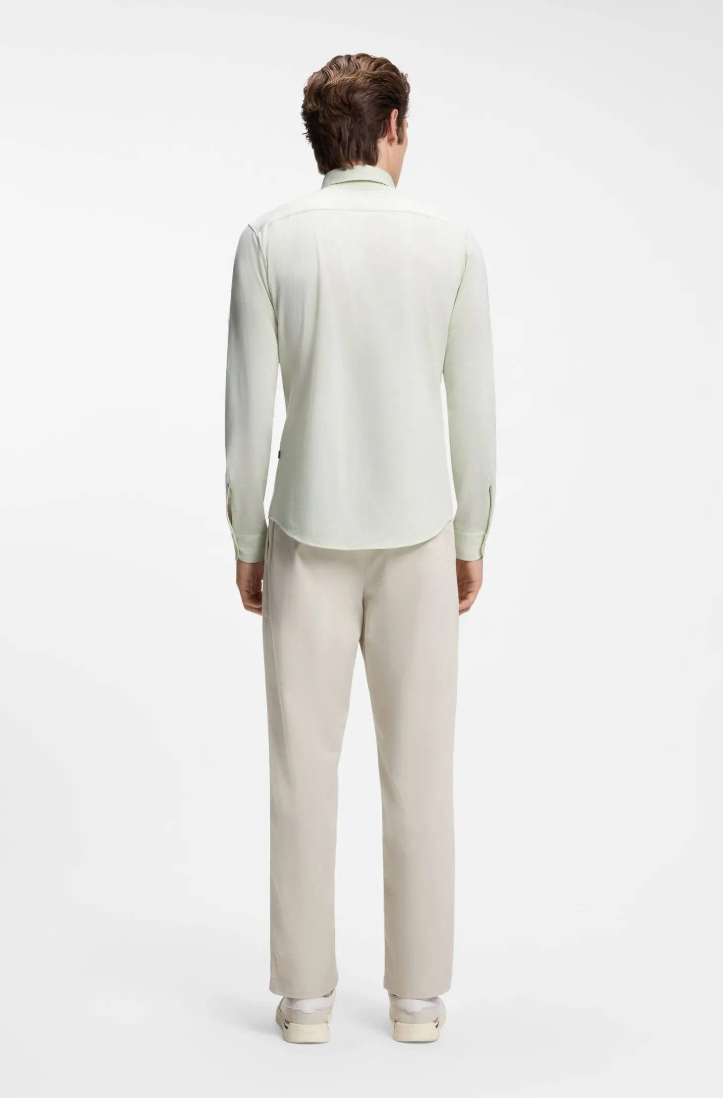 Slim-Fit Hemd aus meliertem Baumwoll-Jersey