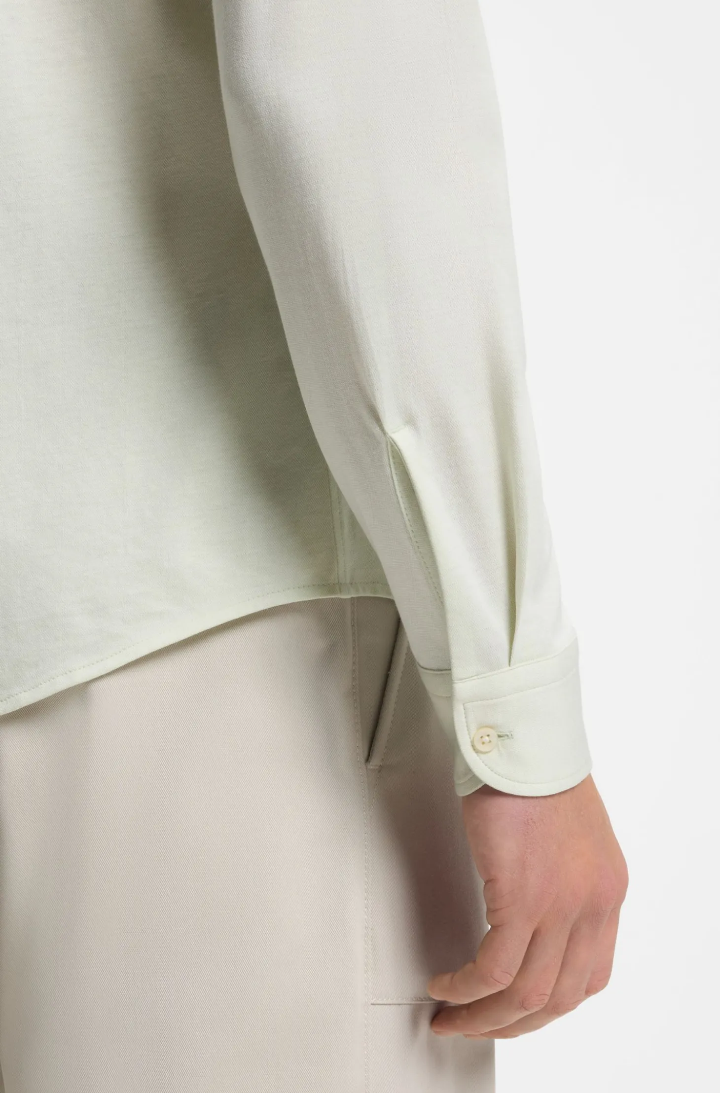 Slim-Fit Hemd aus meliertem Baumwoll-Jersey