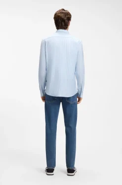 Slim-Fit Hemd aus meliertem Baumwoll-Jersey