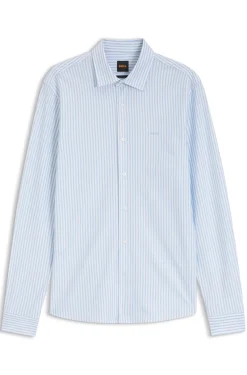 Slim-Fit Hemd aus meliertem Baumwoll-Jersey