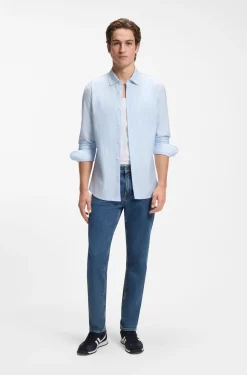 Slim-Fit Hemd aus meliertem Baumwoll-Jersey