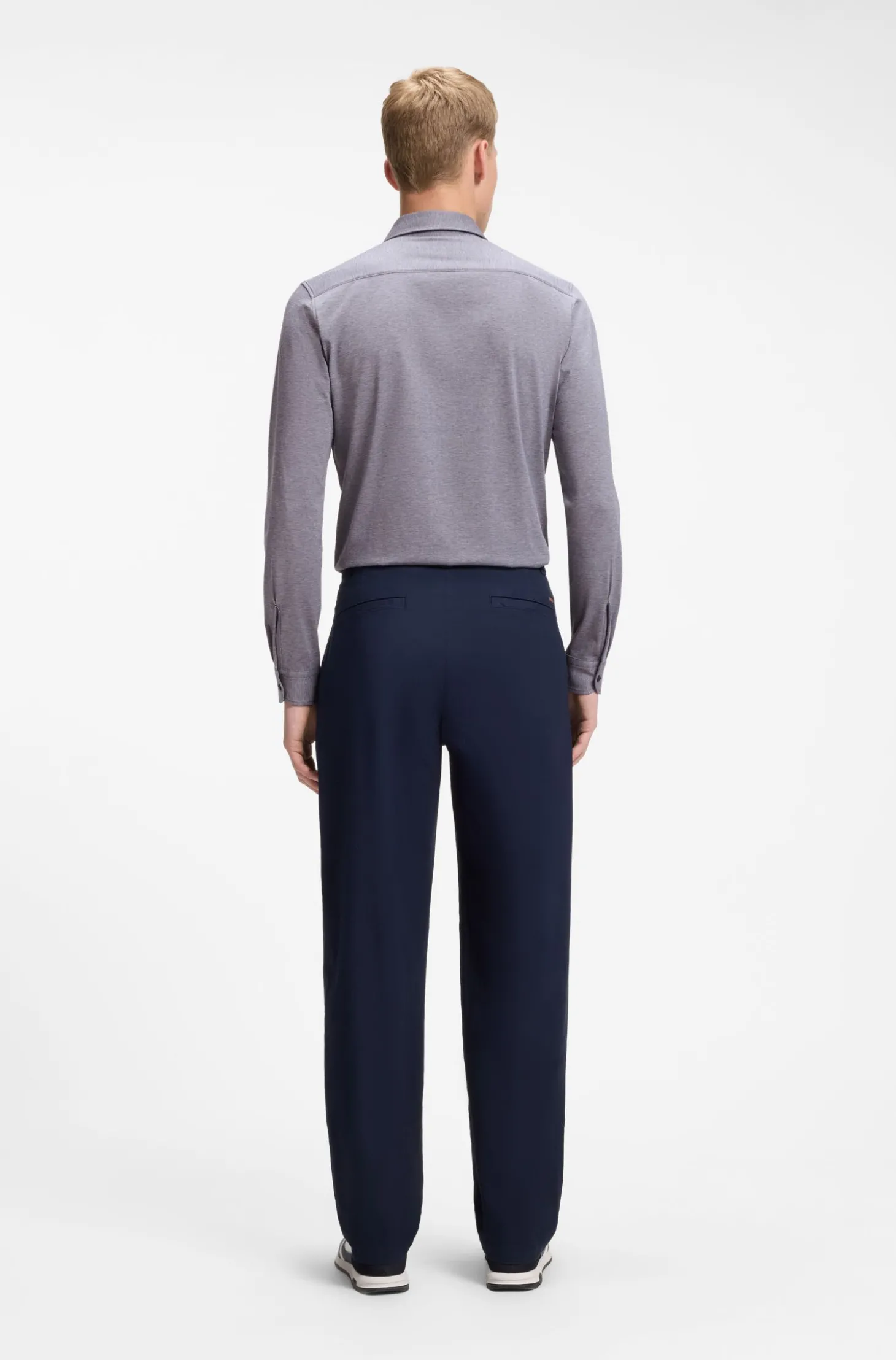 Slim-Fit Hemd aus meliertem Baumwoll-Jersey