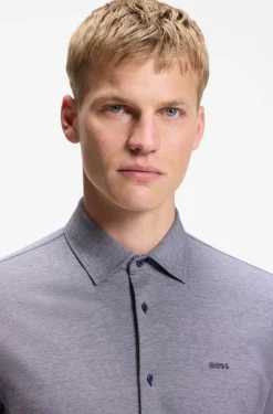 Slim-Fit Hemd aus meliertem Baumwoll-Jersey