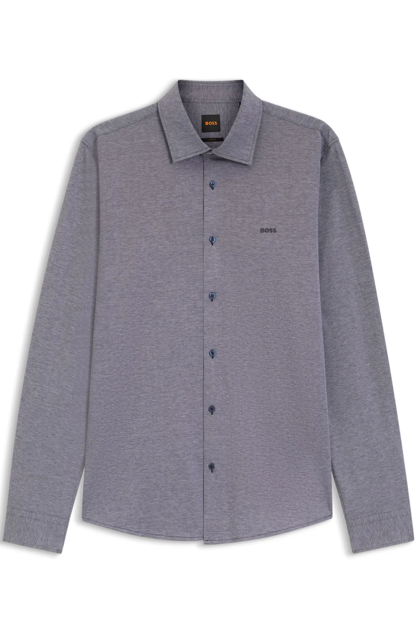 Slim-Fit Hemd aus meliertem Baumwoll-Jersey