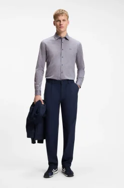 Slim-Fit Hemd aus meliertem Baumwoll-Jersey