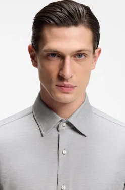 Slim-Fit Hemd aus meliertem Performance-Stretch-Jersey