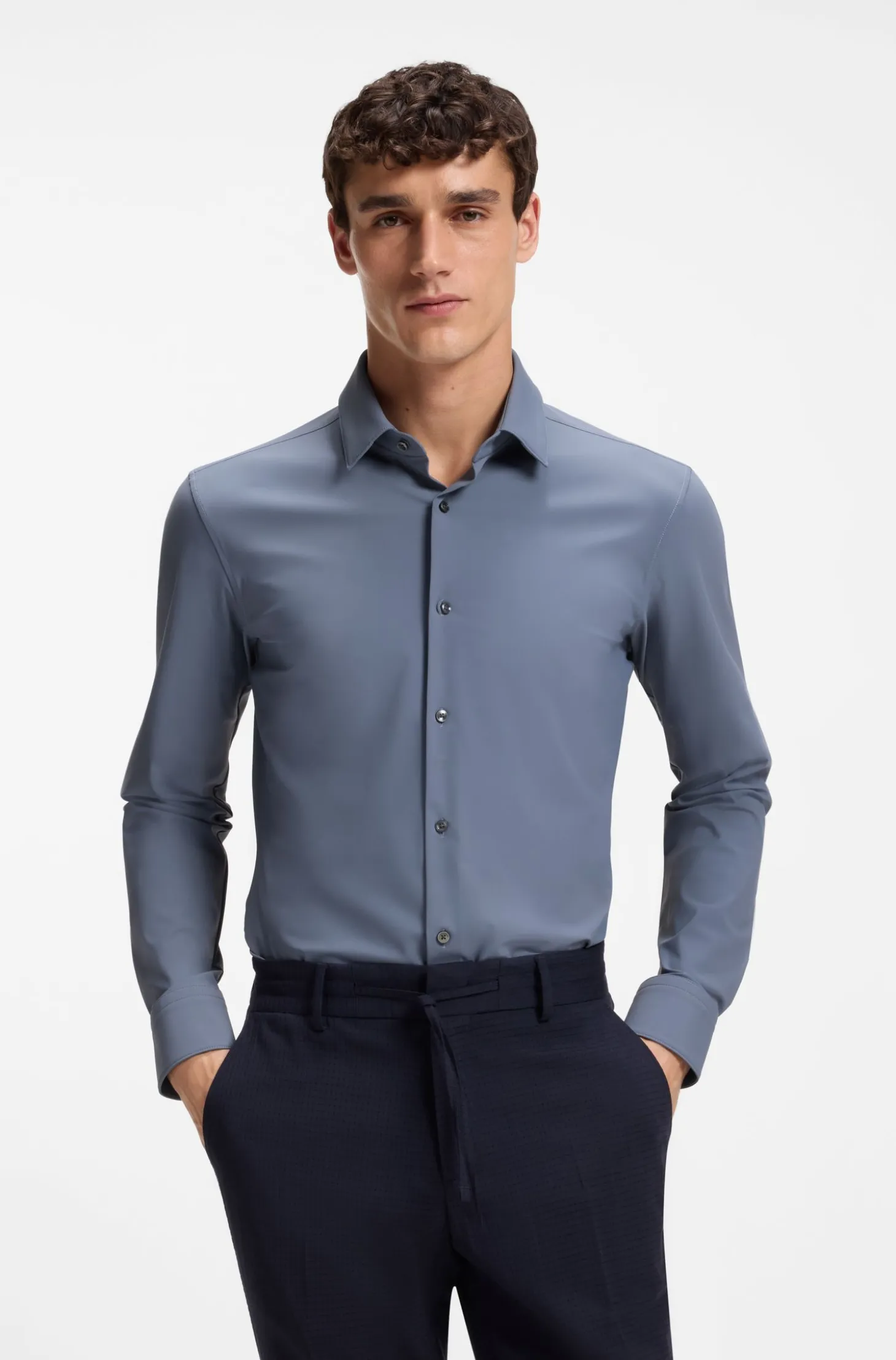 Slim-Fit Hemd aus Performance-Stretch-Jersey