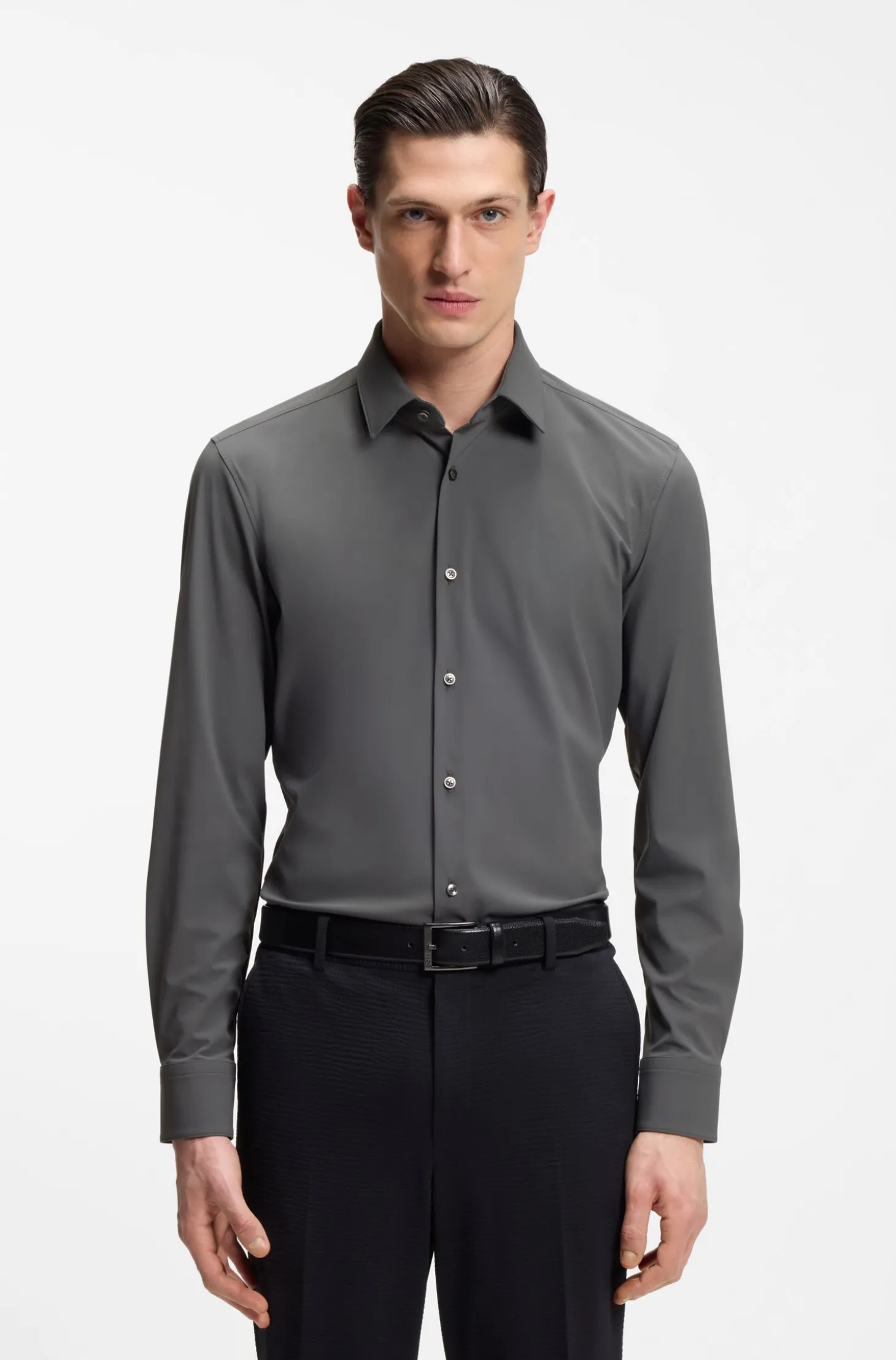 Slim-Fit Hemd aus Performance-Stretch-Jersey