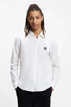 Slim-Fit Hemd aus Stretch-Baumwoll-Canvas