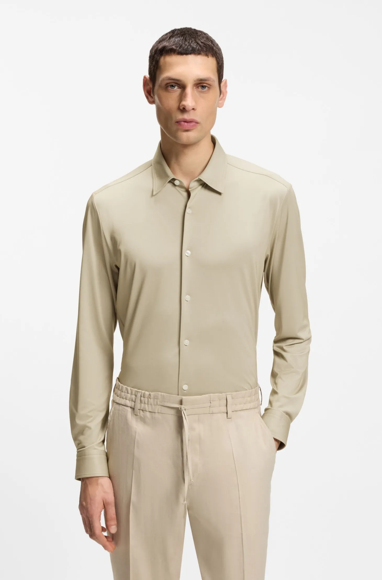 Slim-Fit Hemd aus strukturiertem Performance-Stretch-Gewebe