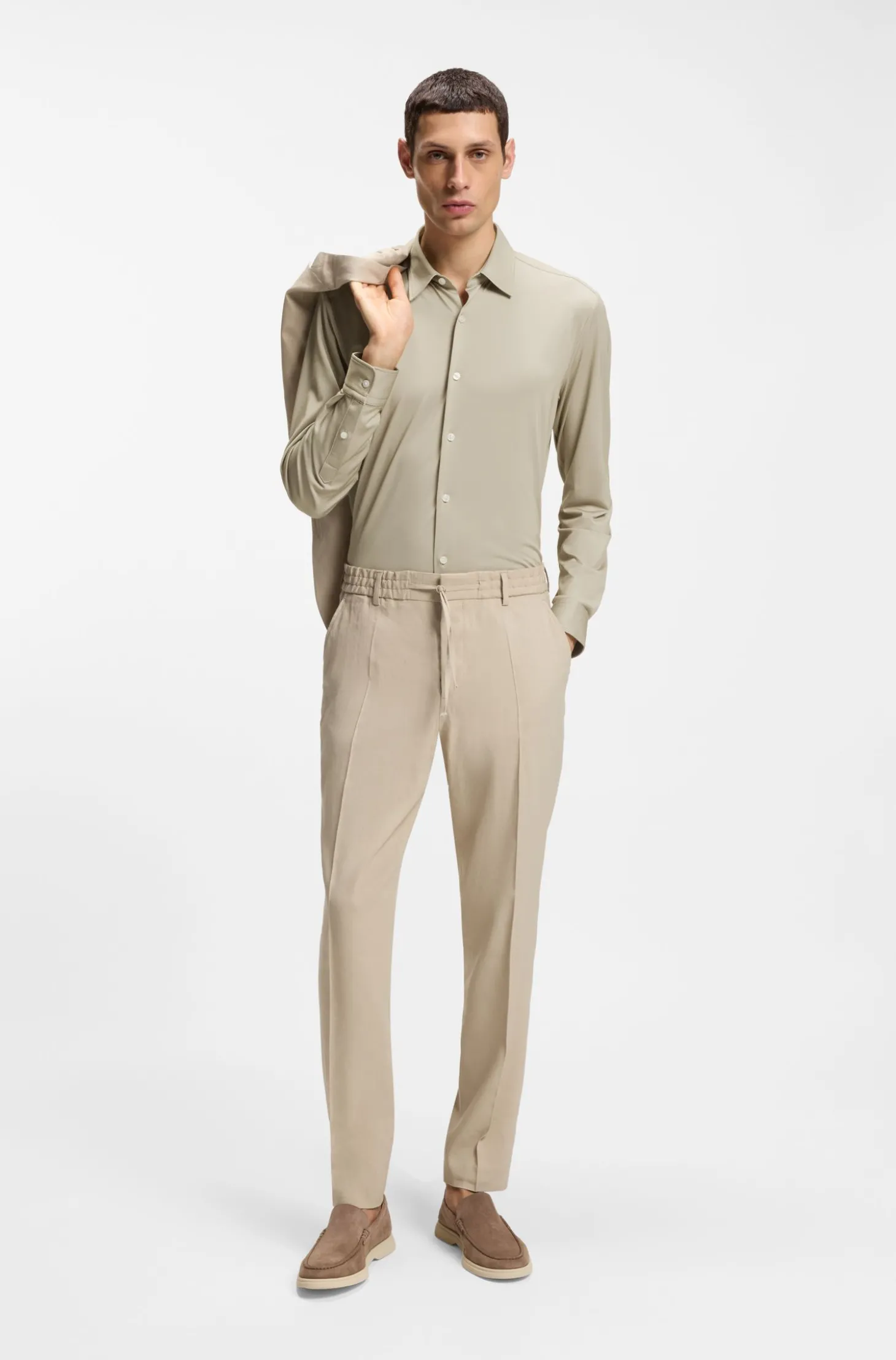 Slim-Fit Hemd aus strukturiertem Performance-Stretch-Gewebe