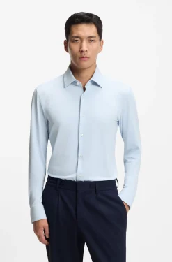 Slim-Fit Hemd aus strukturiertem Performance-Stretch-Jersey