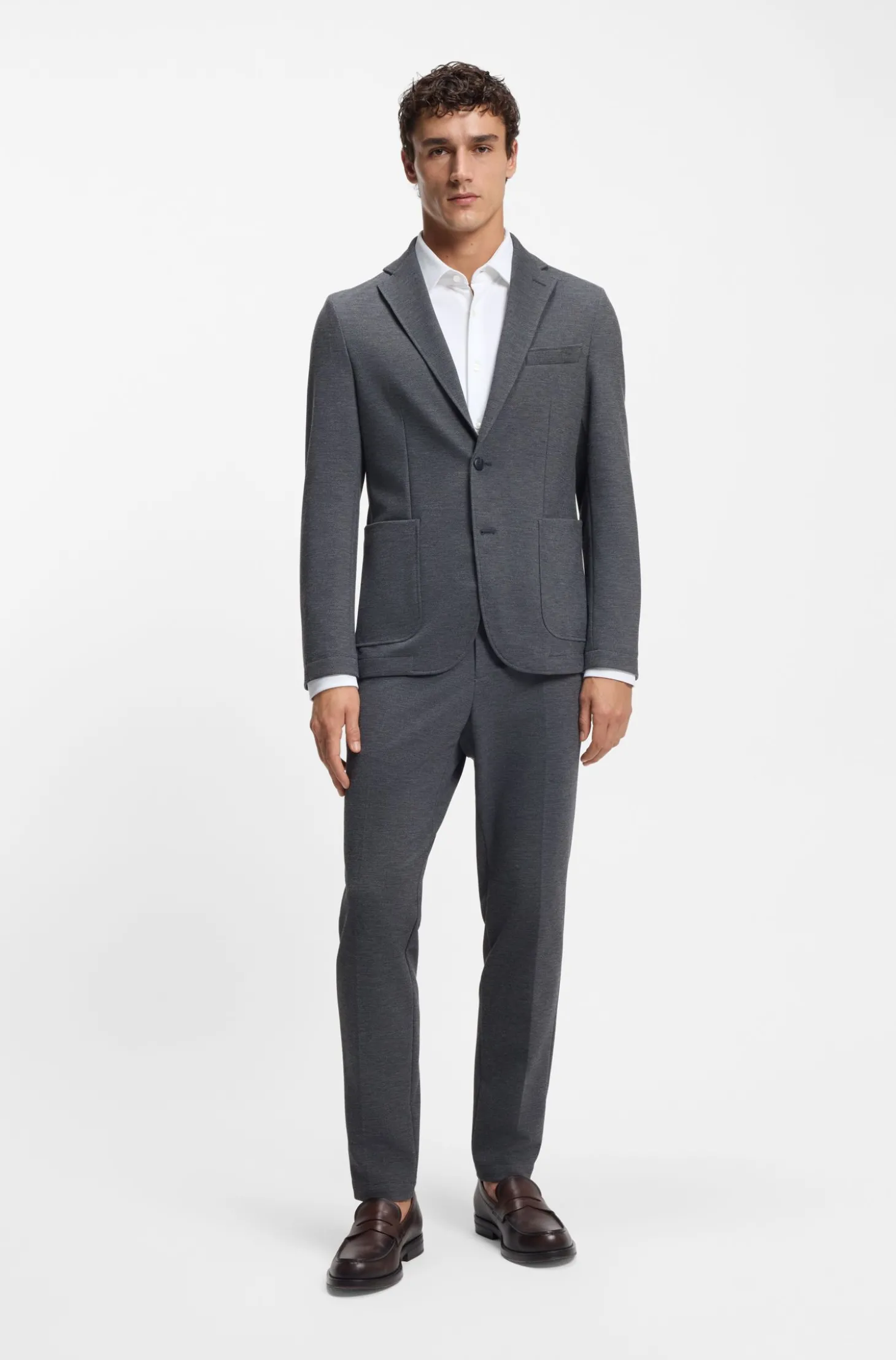 Slim-Fit Hemd aus strukturiertem Performance-Stretch-Jersey