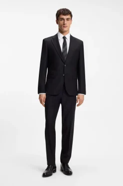 Slim-Fit Hemd aus strukturierter italienischer Stretch-Baumwolle