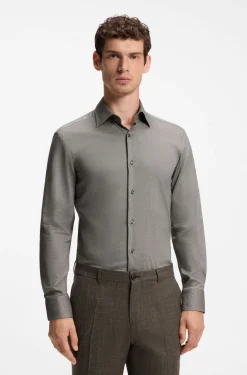 Slim-Fit Hemd aus thermoregulierendem, strukturiertem Baumwoll-Mix