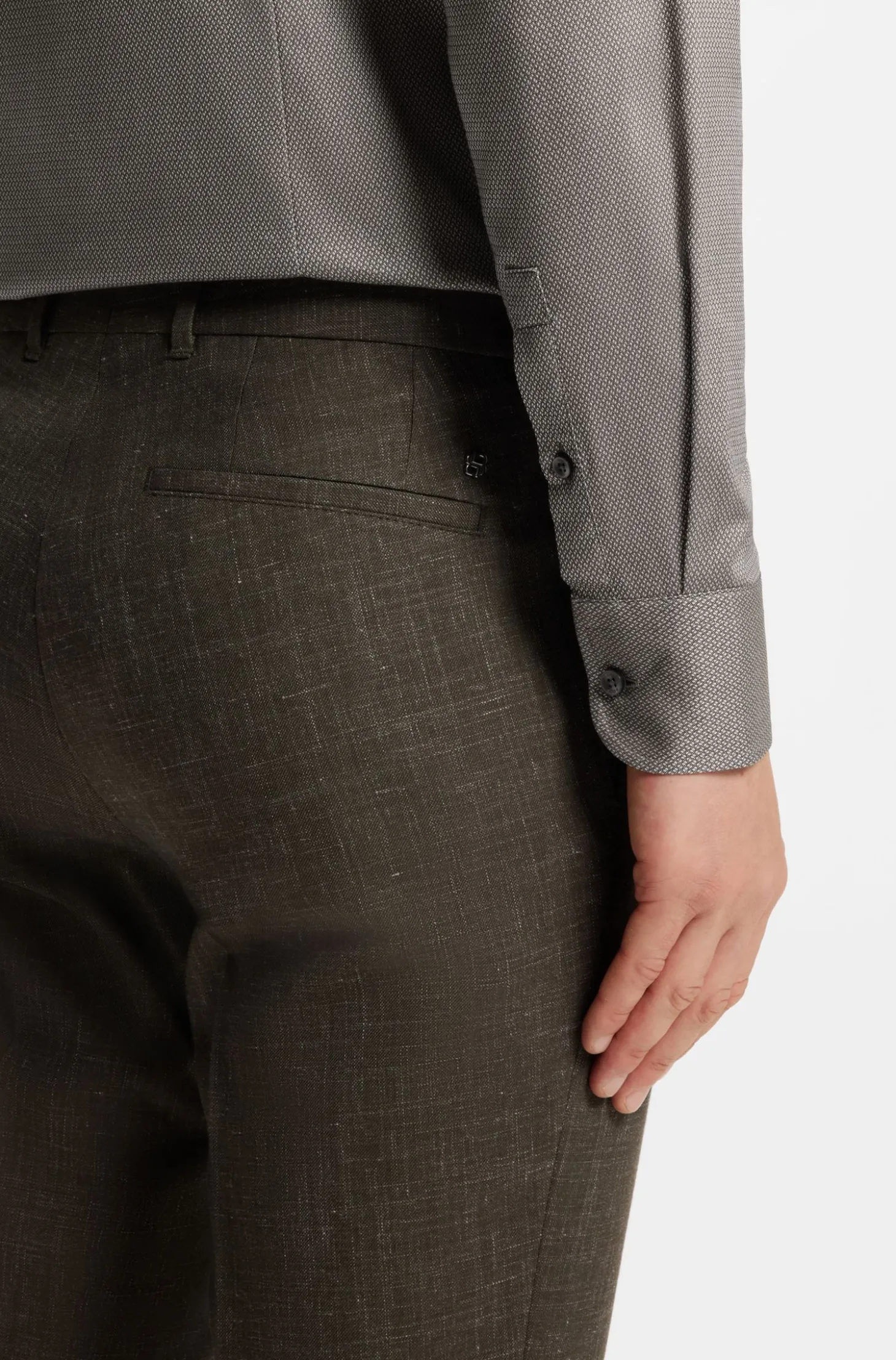 Slim-Fit Hemd aus thermoregulierendem, strukturiertem Baumwoll-Mix