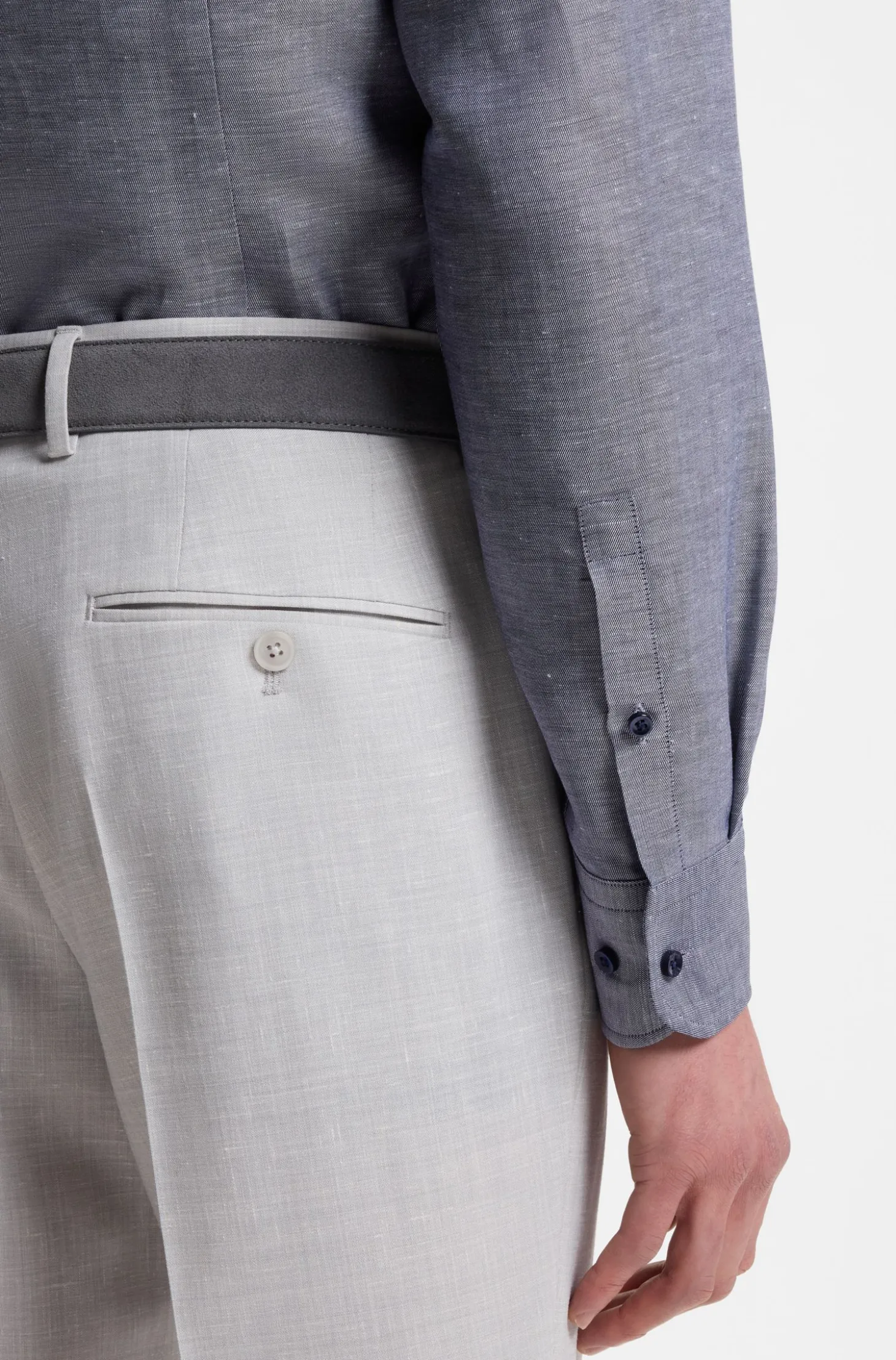 Slim-Fit Hemd aus Twill aus einem Leinen-Mix