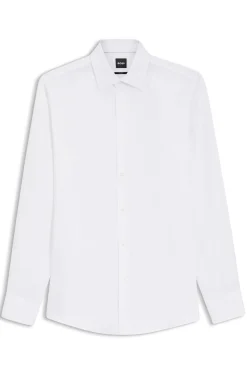 Slim-Fit Hemd aus Twill aus einem Leinen-Mix