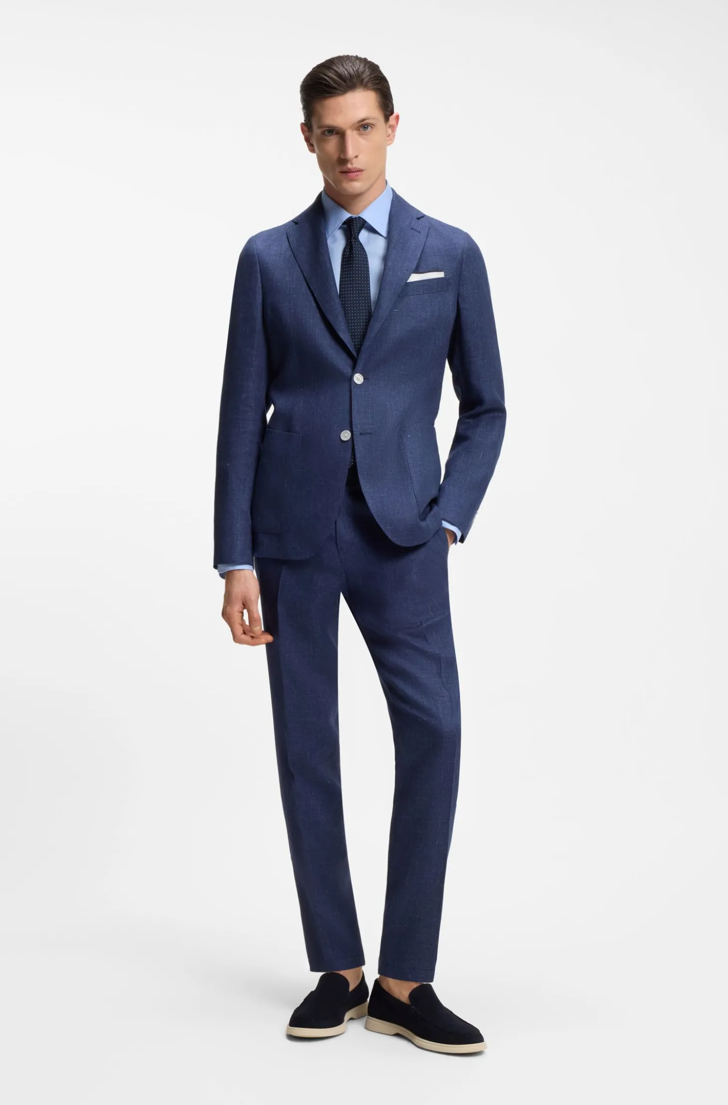 Slim-Fit Hemd aus Twill aus einem Leinen-Mix