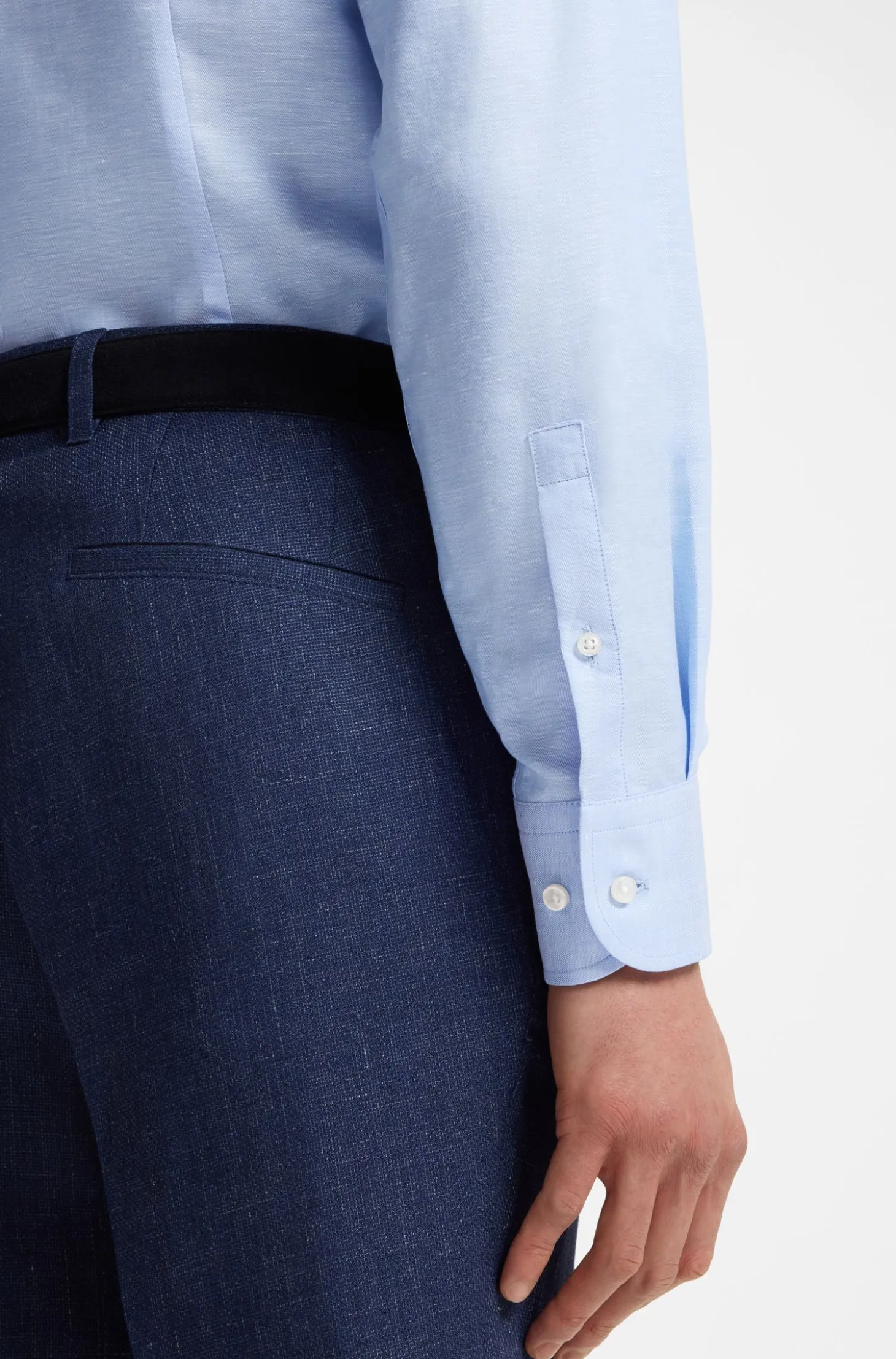 Slim-Fit Hemd aus Twill aus einem Leinen-Mix
