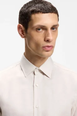 Slim-Fit Hemd aus Twill aus einem Leinen-Mix