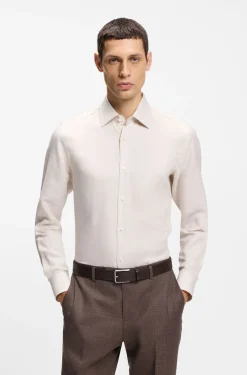 Slim-Fit Hemd aus Twill aus einem Leinen-Mix
